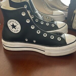 Leather platform converse black 8.5 women